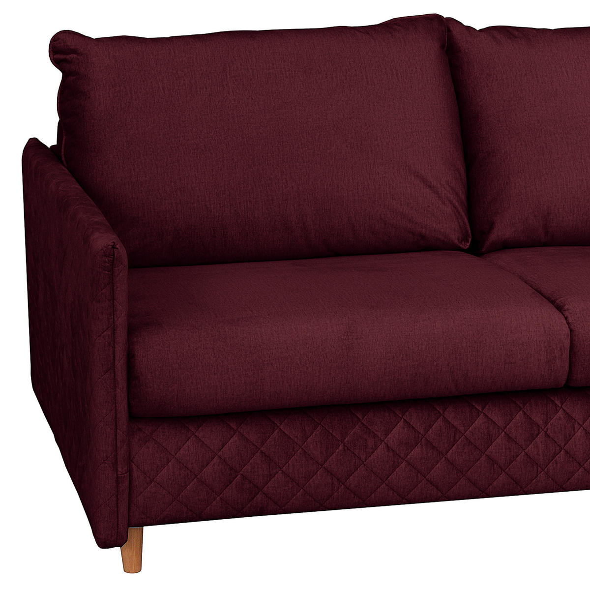 SCHLAFSOFA in Samt Bordeaux  - Bordeaux/Naturfarben, Design, Holz/Textil (175/95/103cm) - Livetastic