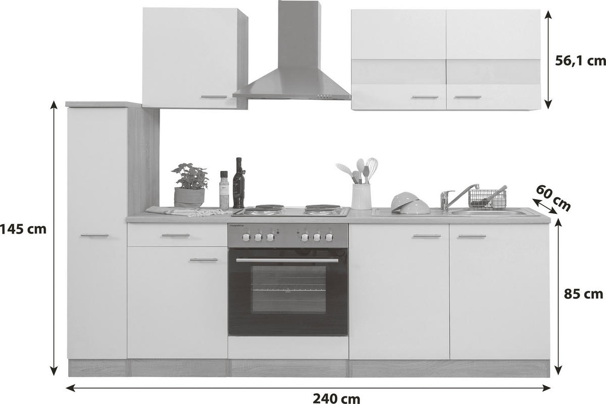 KUCHYŇSKÝ BLOK - bílá/barvy dubu, Basics, kov/kompozitní dřevo (240cm) - Respekta