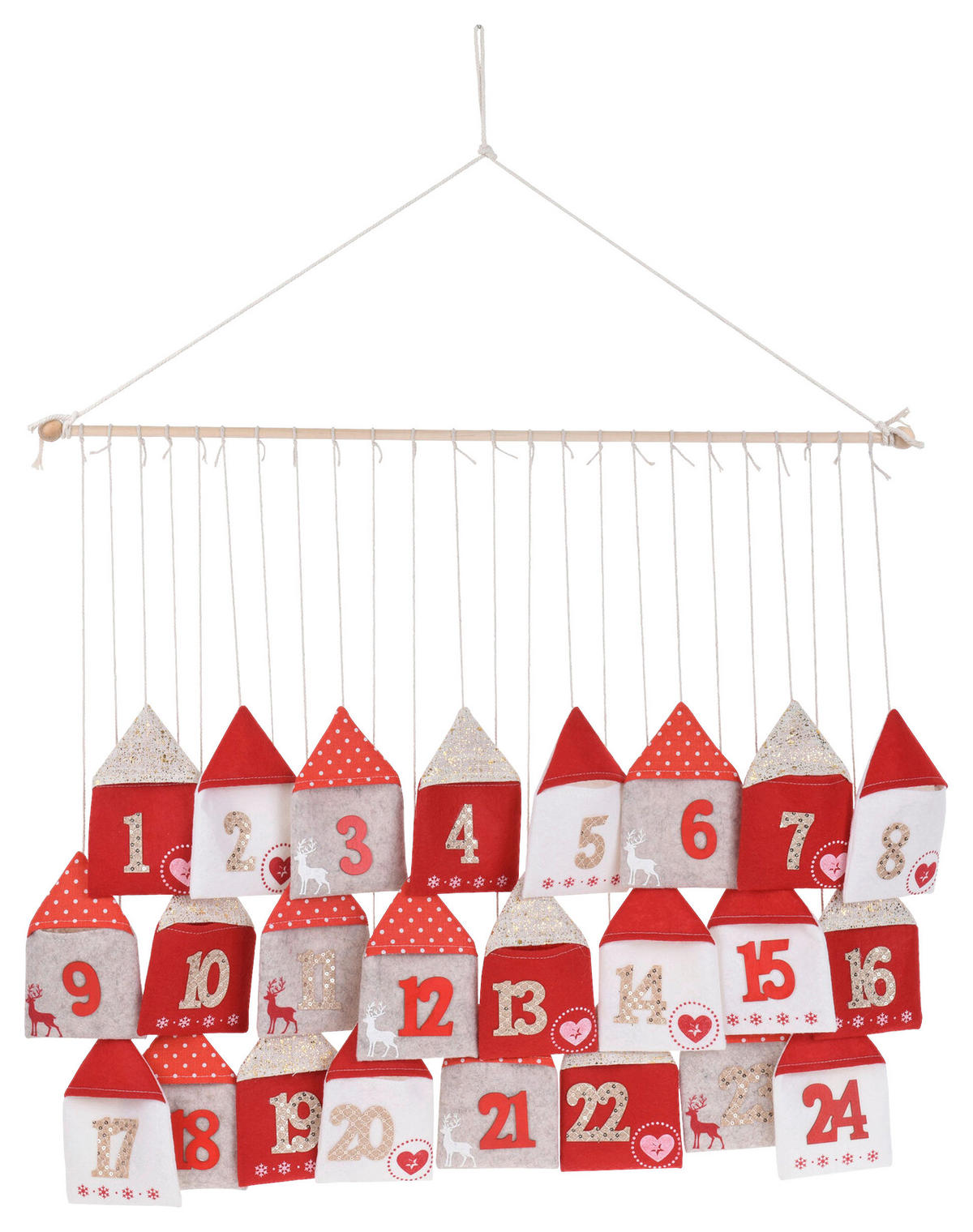 ADVENTSKALENDER  - Rot/Weiß, KONVENTIONELL, Textil (70/60cm)