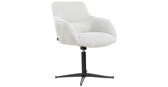 ARMLEHNSTUHL in Eisen Webstoff - Creme/Schwarz, Design, Textil/Metall (63/85/66cm) - Novel