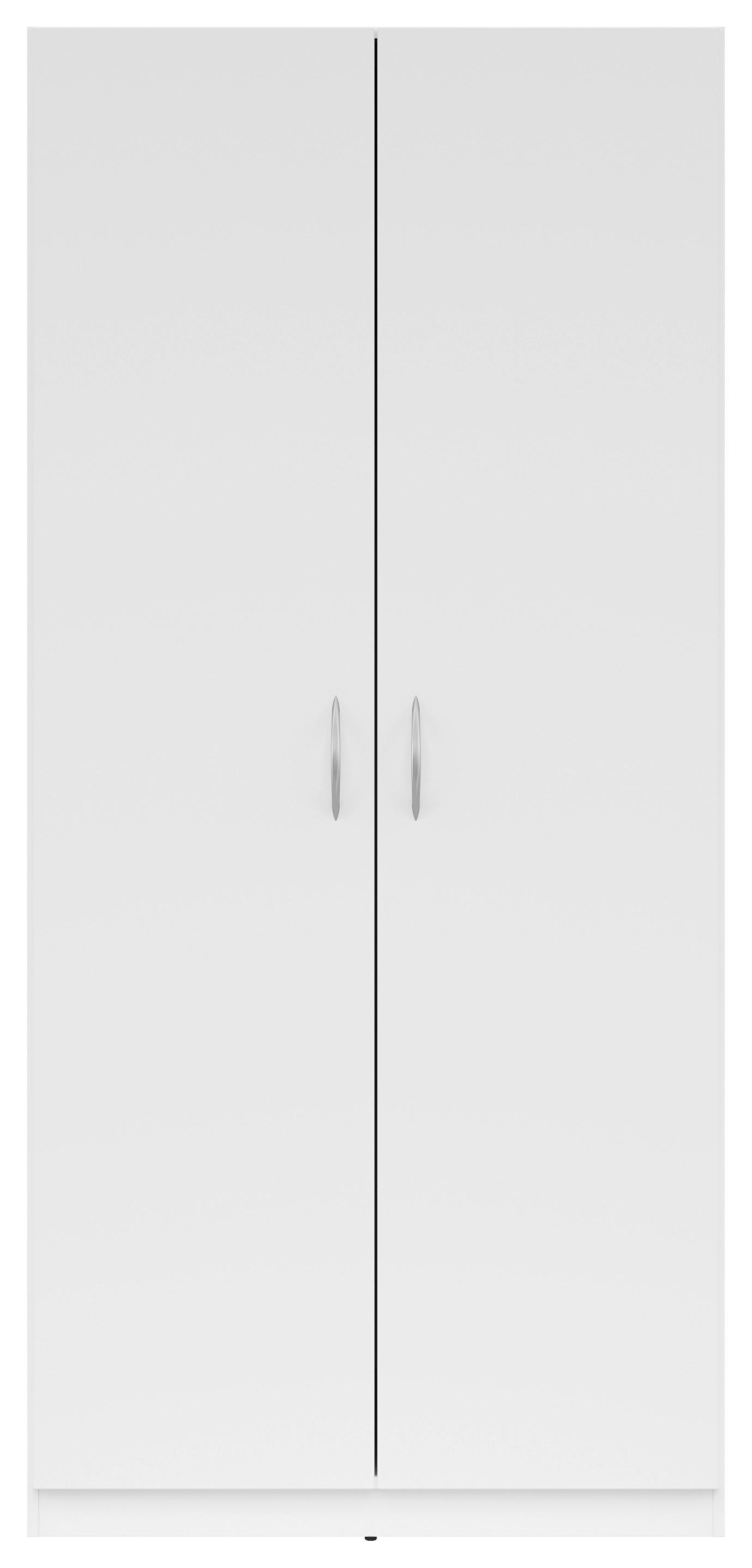 KLEIDERSCHRANK 91/197/54 cm 2-türig  - Silberfarben/Weiß, KONVENTIONELL, Holzwerkstoff/Kunststoff (91/197/54cm) - Boxxx