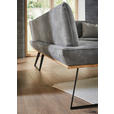 ECKBANK 223/163 cm Lederlook Graubraun, Eichefarben, Schwarz Eiche massiv   - Eichefarben/Graubraun, Design, Holz/Textil (223/163cm) - Voleo
