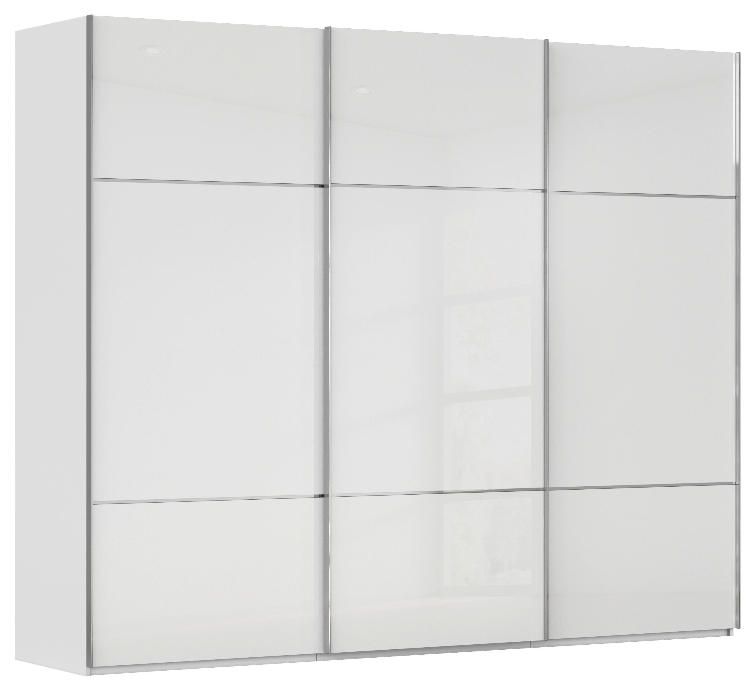 SCHWEBETÜRENSCHRANK 271/223/68 cm 3-türig Weiß  - Chromfarben/Weiß, KONVENTIONELL, Glas/Holzwerkstoff (271/223/68cm) - Novel