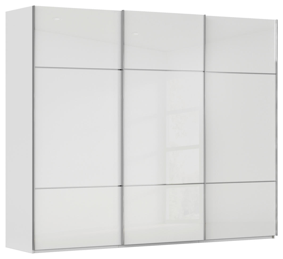 SCHWEBETÜRENSCHRANK 271/223/68 cm 3-türig Weiß  - Chromfarben/Weiß, KONVENTIONELL, Glas/Holzwerkstoff (271/223/68cm) - Novel