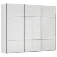 SCHWEBETÜRENSCHRANK  in Weiß  - Chromfarben/Weiß, KONVENTIONELL, Glas/Holzwerkstoff (271/223/68cm) - Novel