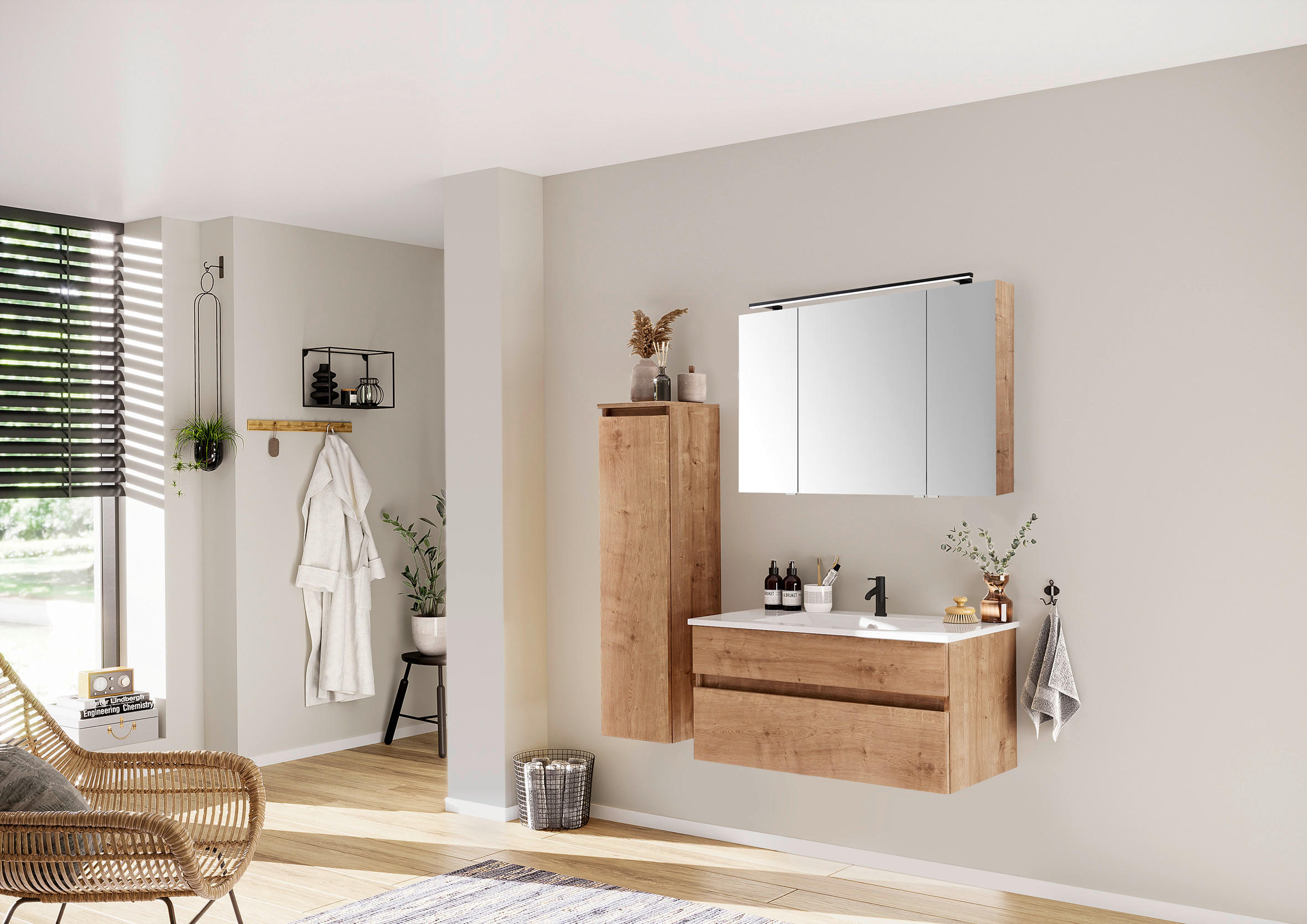 MIDISCHRANK 30,2/116,6/32,5 cm  - Eichefarben, Design, Glas/Holzwerkstoff (30,2/116,6/32,5cm) - Novel