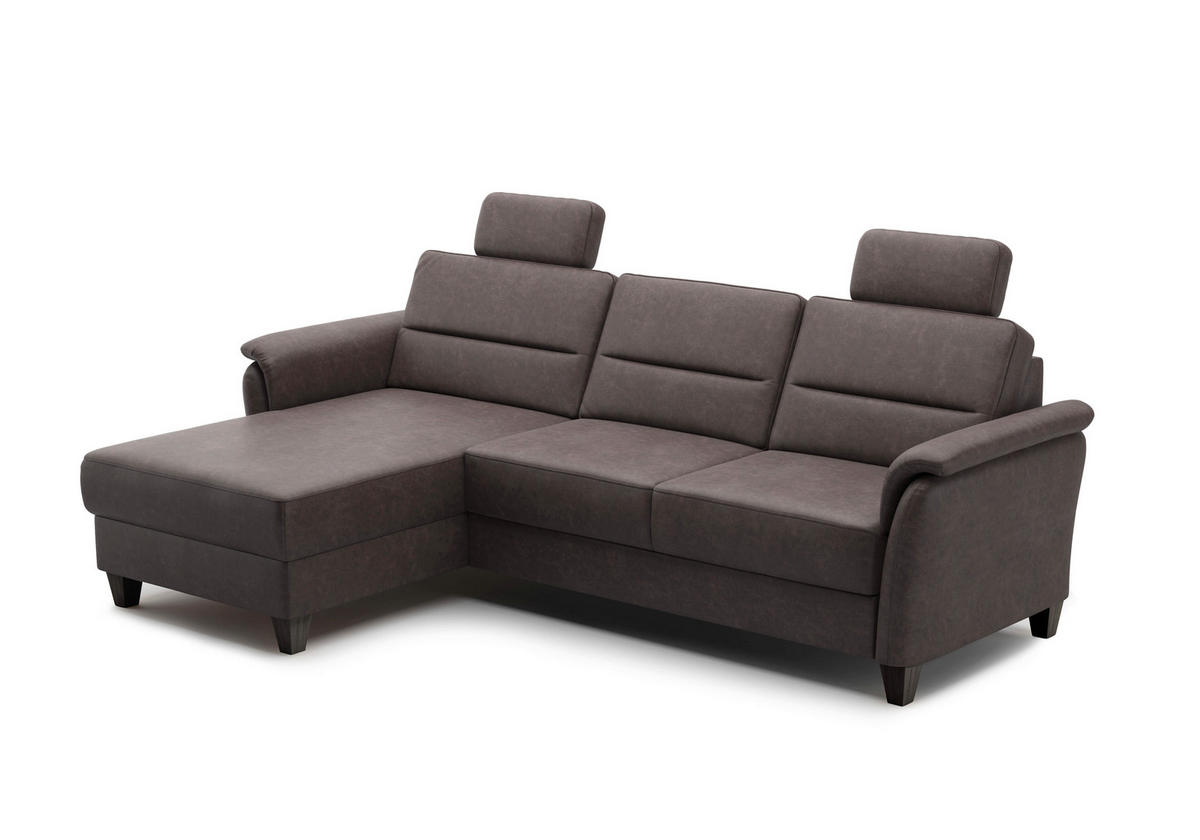 ECKSOFA in Mikrofaser Braun  163/244 cm  - Wengefarben/Braun, KONVENTIONELL, Holz/Textil (163/244cm) - Sit & More