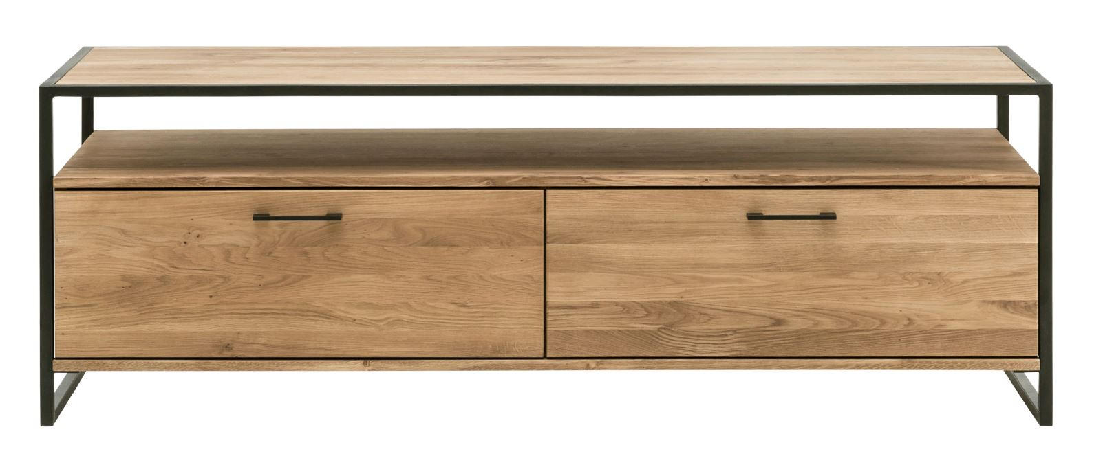 TV-ELEMENT 175/60/52 cm  - Eichefarben/Schwarz, Design, Holz/Metall (175/60/52cm) - Linea Natura