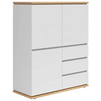 VISOKA KOMODA, bela, hrast artisan  - črna/bela, Moderno, leseni material (100/121/42cm) - Xora