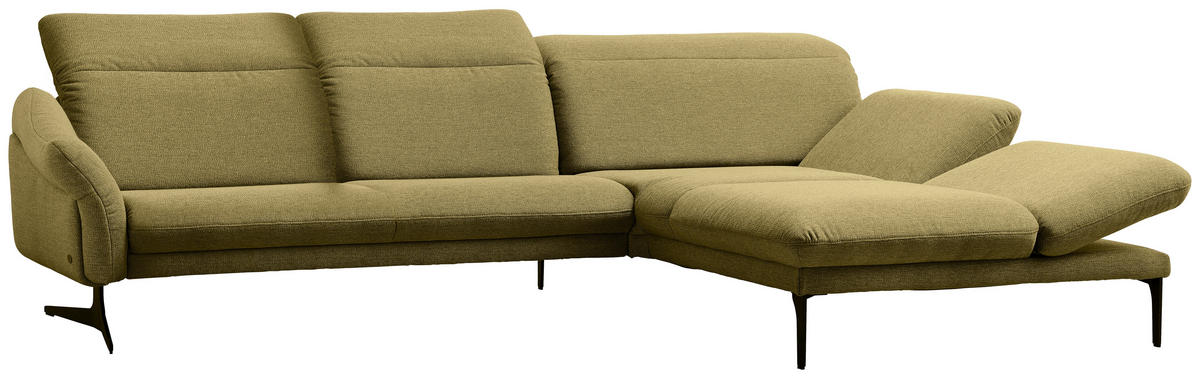 ECKSOFA in Webstoff Hellgrün  - Anthrazit/Hellgrün, Design, Textil/Metall (299/203cm) - Himolla