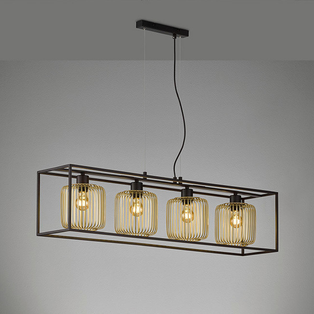 HÄNGLAMPA Caydo 110 cm  - svart/guldfärgad, Klassisk, metall (110cm) - Fischer & Honsel
