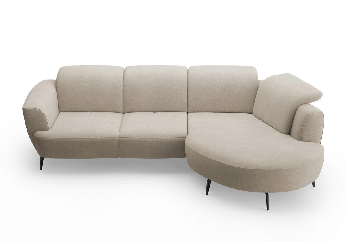ECKSOFA in Mikrofaser Beige  - Beige/Schwarz, Konventionell, Textil/Metall (309/199cm) - Sit & More