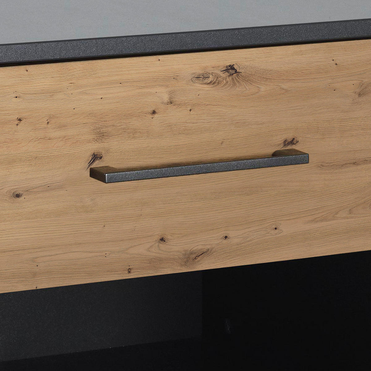 NACHTTISCH 47/43/42 cm  in Dunkelgrau, Eiche Artisan  - Dunkelgrau/Alufarben, Modern, Holzwerkstoff/Kunststoff (47/43/42cm) - Rauch Möbel