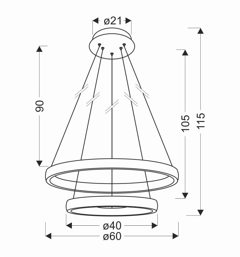 LED-HÄNGLAMPA Hashim 60/60/115 cm  - guldfärgad, Design, metall (60/60/115cm)
