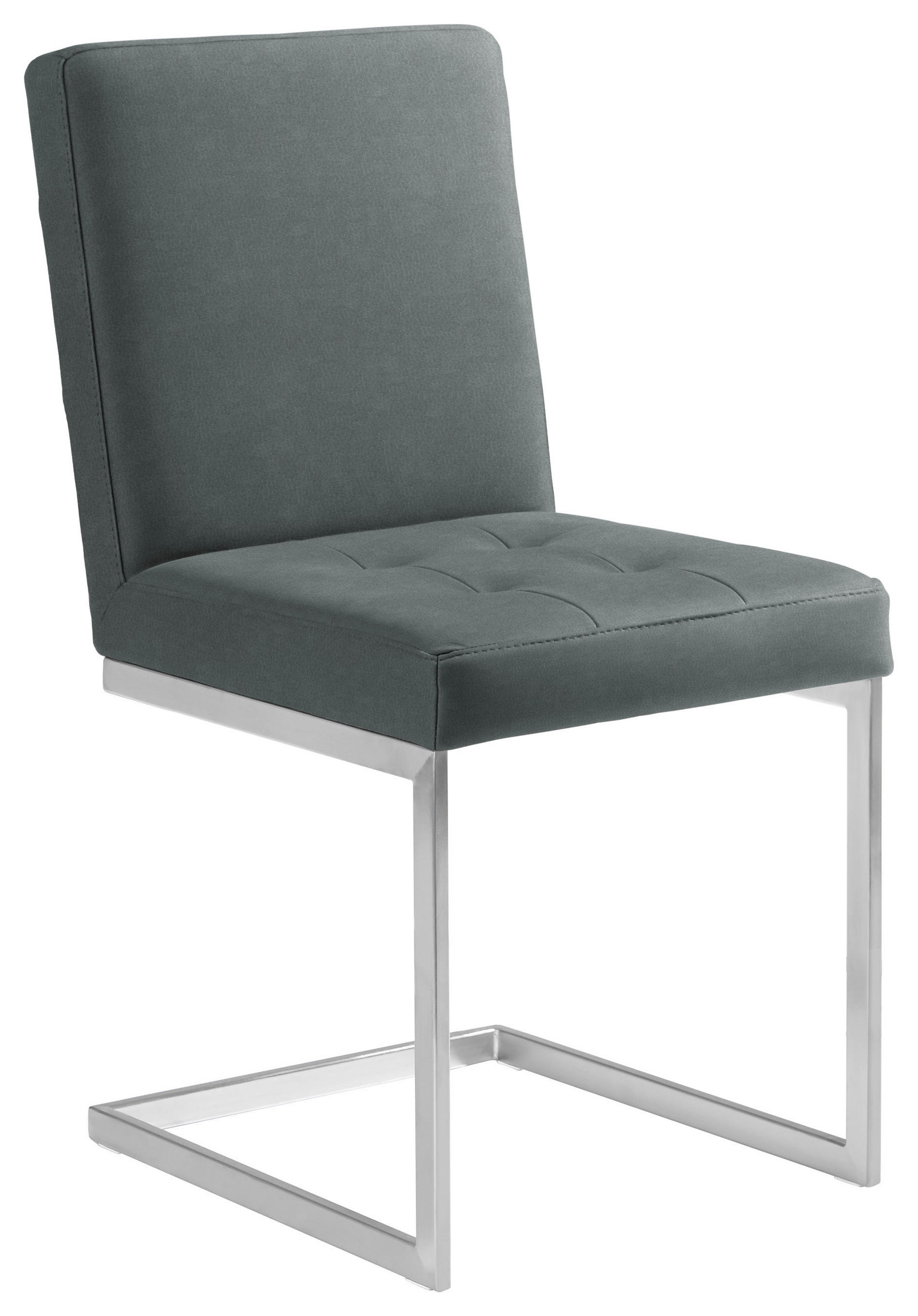 SCHWINGSTUHL  in Stahl Mikrofaser  - Edelstahlfarben/Dunkelgrau, Design, Textil/Metall (45/91/58cm) - Moderano