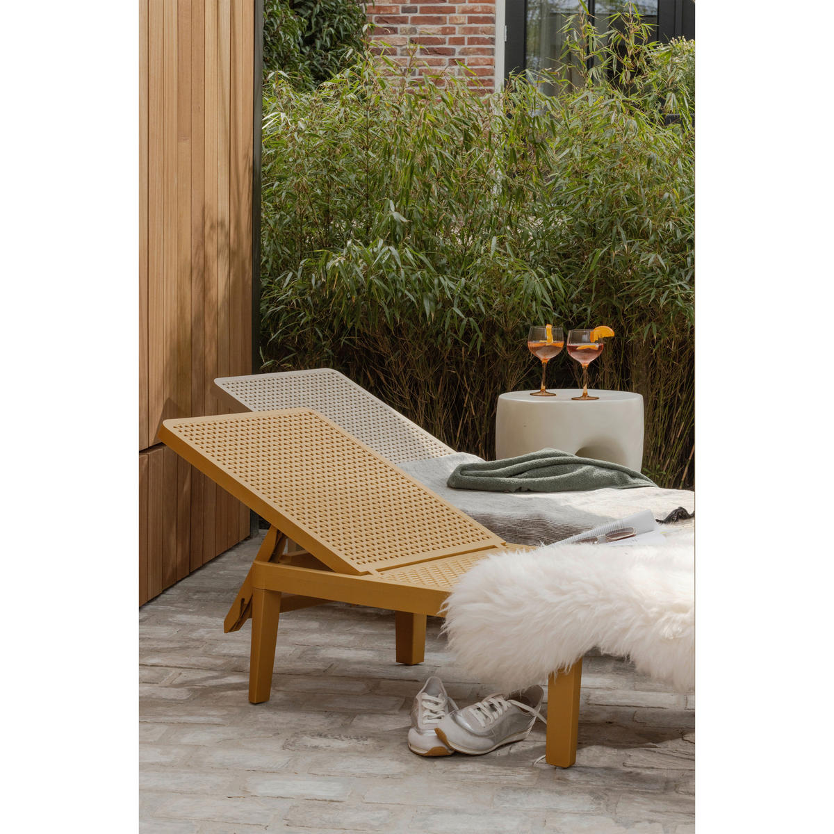 GARTENLIEGE 55/29/191 cm  - Gelb, Design, Kunststoff (55/29/191cm) - Gardenson