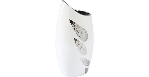 VASE 29 cm  - Silberfarben/Weiß, Trend, Keramik (14/29/9cm) - Ambia Home