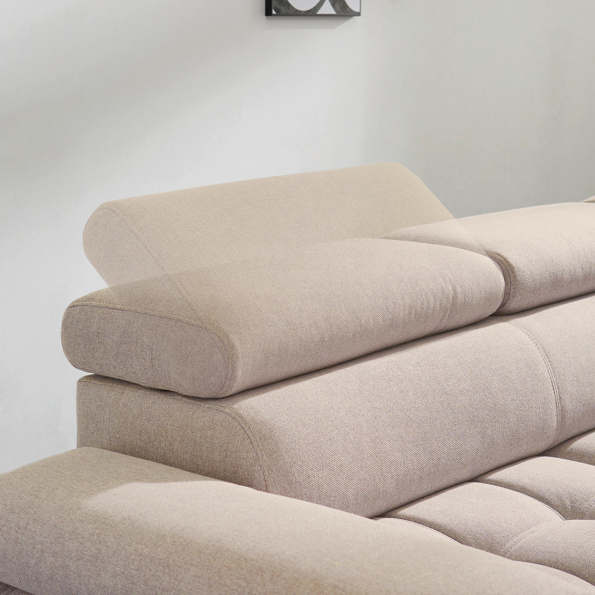 ECKSOFA in Webstoff Beige  - Beige/Schwarz, Design, Textil/Metall (263/223cm) - Welnova