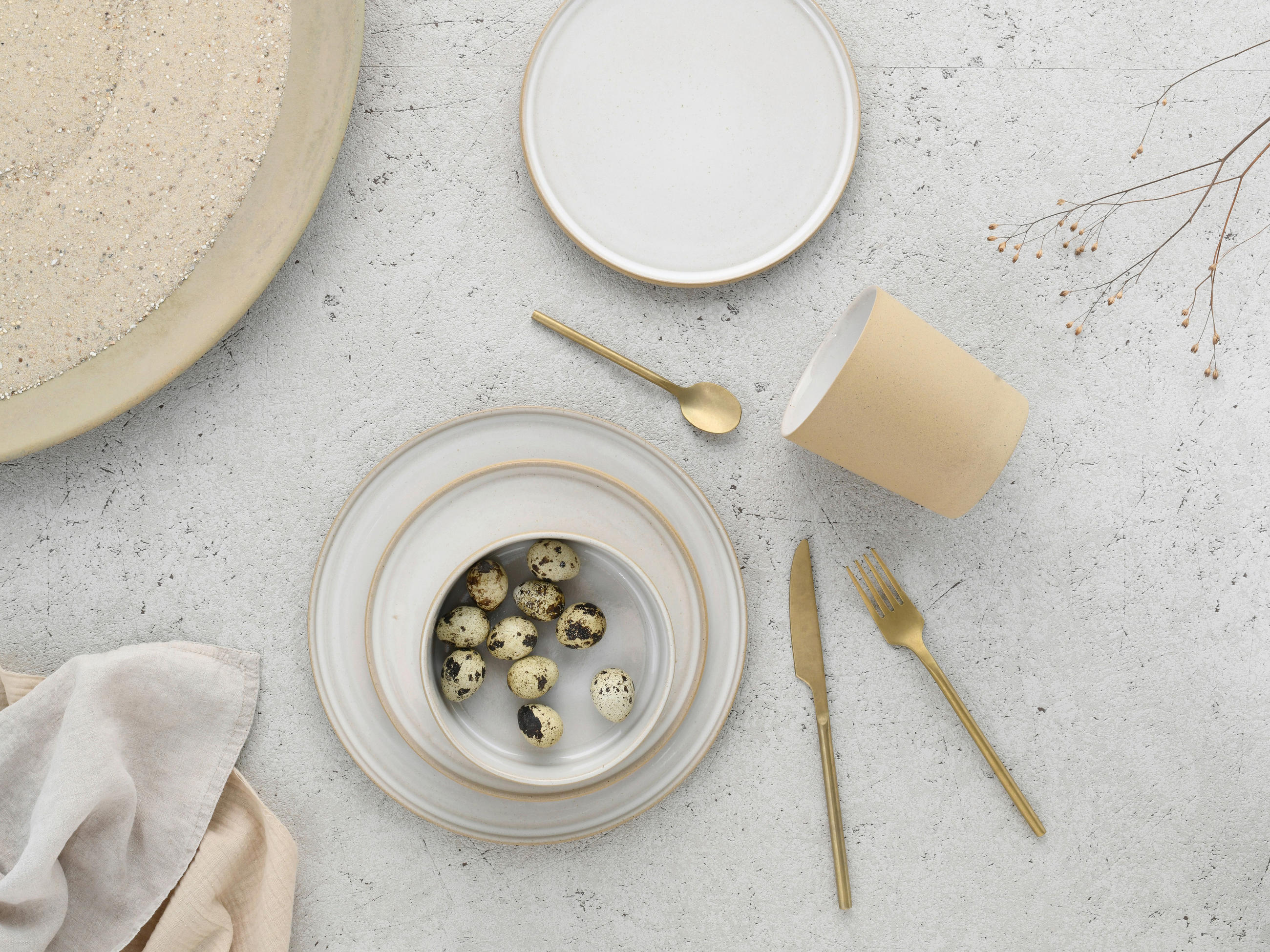 SET KAFFEMUGGAR Futuro 4 delar  - vit/beige, Basics, keramik (22,5/22,5/13,5cm) - Creatable