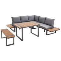 LOUNGE ÉTKEZŐGARNITÚRA  240/240 cm   - antracit/tíkfa, Modern, műanyag/textil (240/240cm) - Ambia Garden