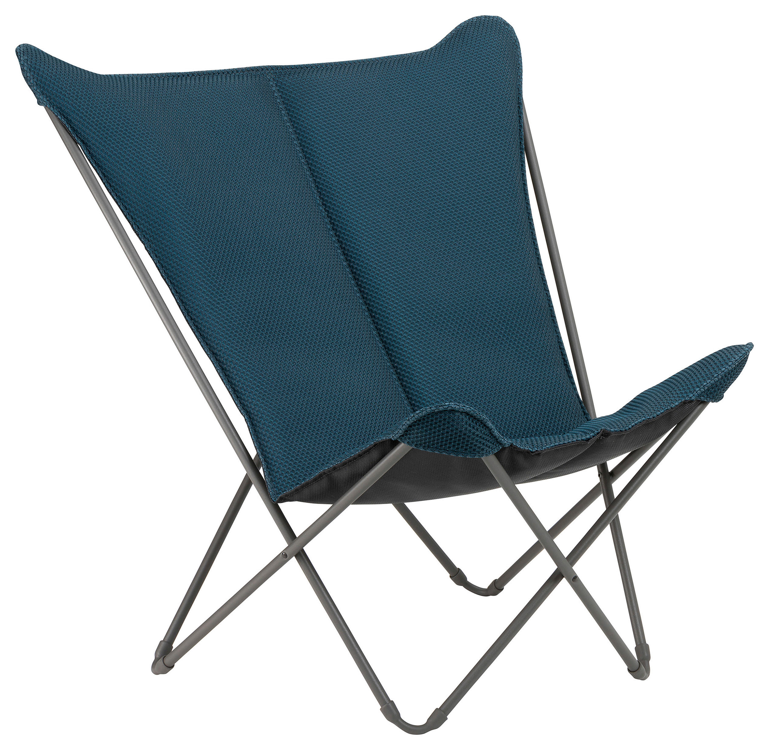 GARTEN-RELAXSESSEL Stahl  - Titanfarben/Dunkelblau, Basics, Kunststoff/Metall (91/87/83cm) - Lafuma Mobilier