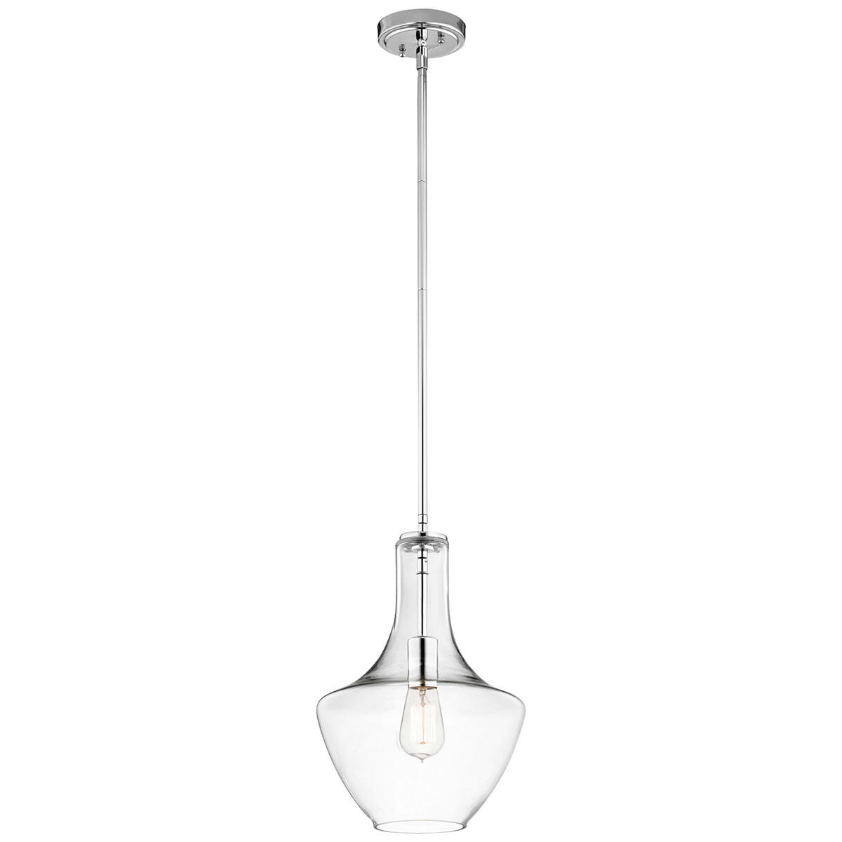 HÄNGLAMPA Everly 26.8/61.5 cm  - kromfärg, Design, metall/glas (26.8/61.5cm) - Elstead Lighting