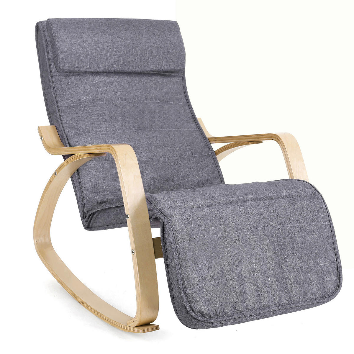 RELAXSESSEL Flachgewebe Nackenstütze, Relaxfunktion    - Birkefarben/Grau, Basics, Holz/Textil (121,5/84/67cm) - Boxxx