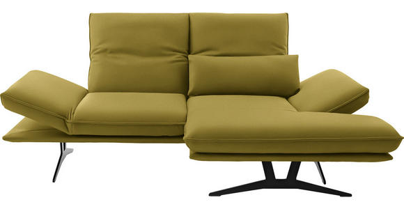 ECKSOFA in Echtleder Hellgrün 210/130 cm - Schwarz/Hellgrün, Design, Leder/Metall (210/130cm) - Dieter Knoll