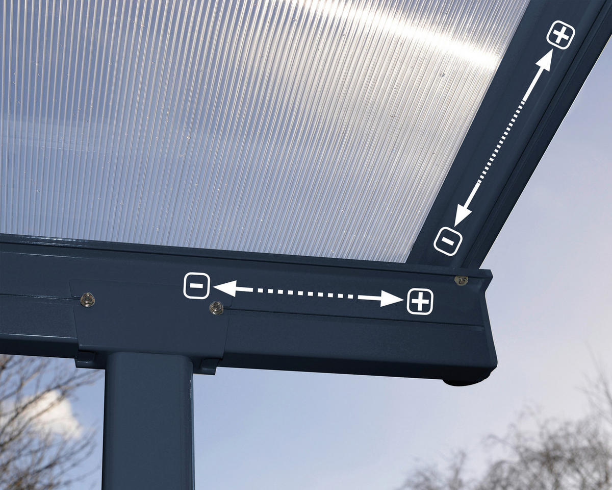 TERRASSENÜBERDACHUNG 447/257/230 cm   - Grau, Basics, Metall (447/257/230cm)