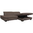 ECKSOFA in Mikrofaser Hellbraun  - Hellbraun/Schwarz, Design, Textil/Metall (290/198cm) - Xora