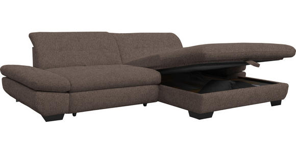 ECKSOFA in Mikrofaser Hellbraun  - Hellbraun/Schwarz, Design, Textil/Metall (290/198cm) - Xora