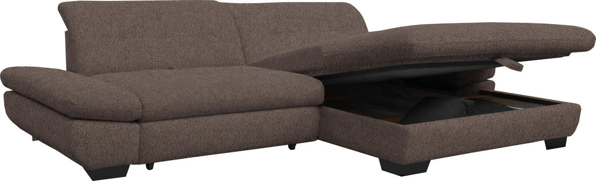 ECKSOFA in Mikrofaser Hellbraun  - Hellbraun/Schwarz, Design, Textil/Metall (290/198cm) - Xora