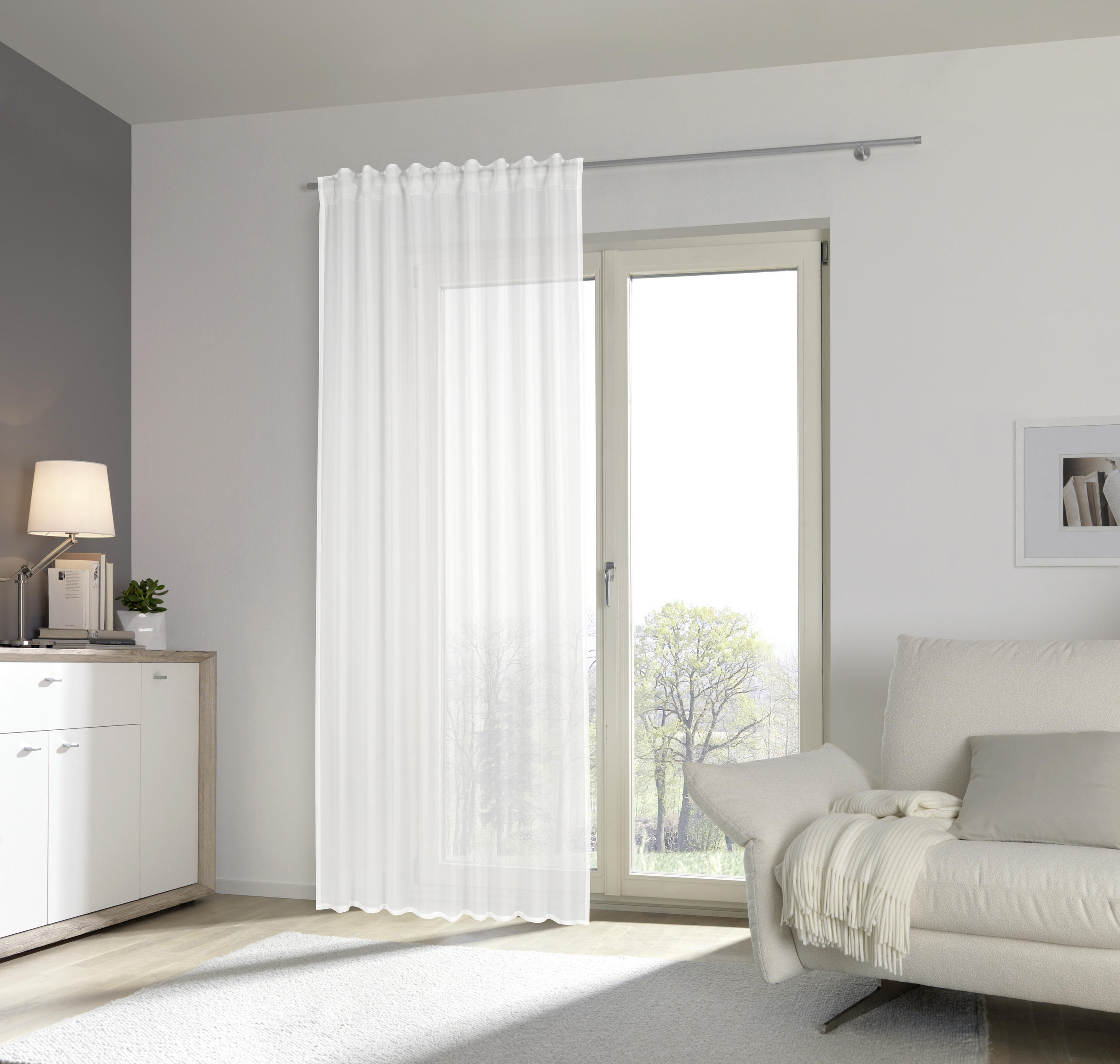 GARDINLÄNGD halvtransparent - vit, Basics, textil (140/245cm) - Esposa