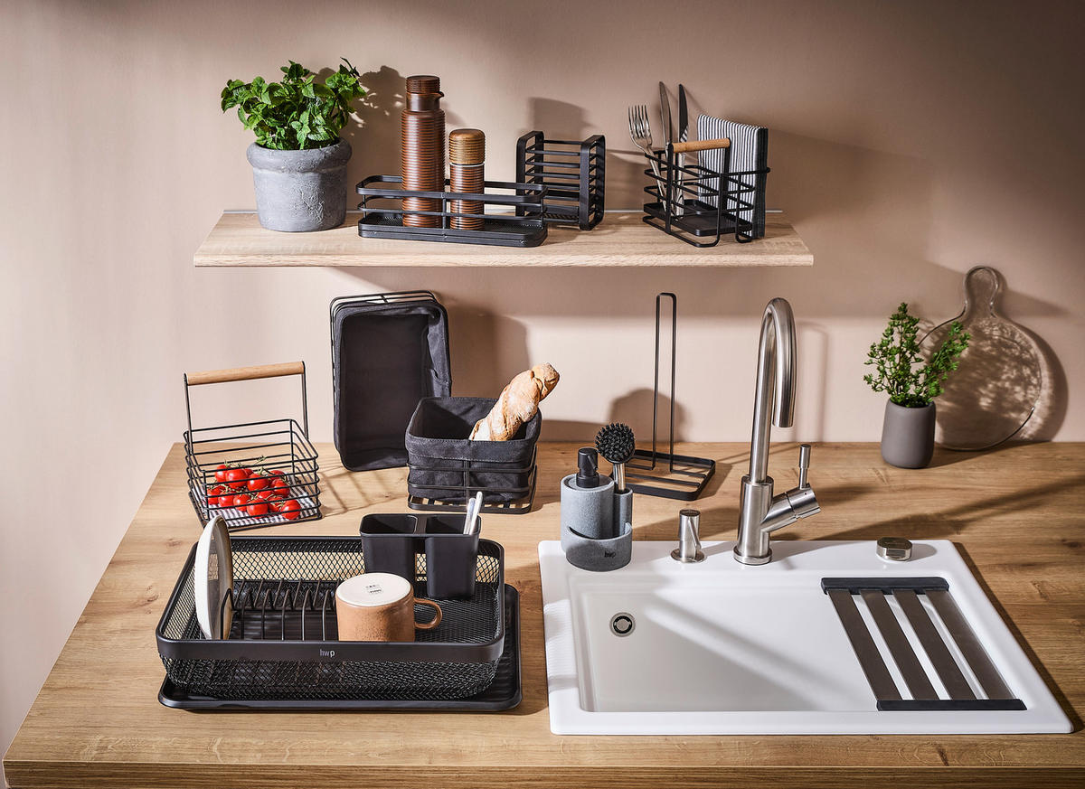 FÖRVARINGSKORG 18/18/22.5 cm   - svart/naturfärgad, Trend, metall/trä (18/18/22.5cm) - Homeware Profession.