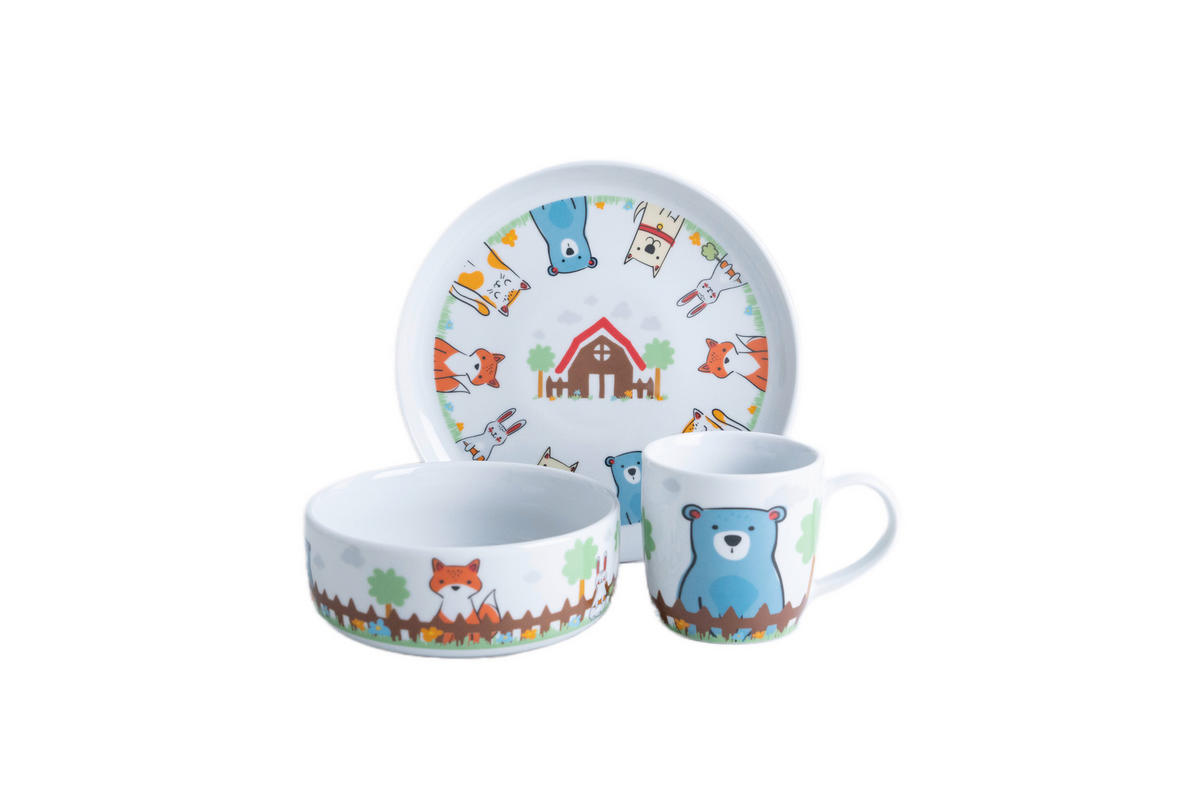 KINDERGESCHIRRSET 3-teilig  - Multicolor, KONVENTIONELL, Keramik (10/25,5/22,2cm) - Van Well