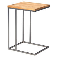 BEISTELLTISCH 38/43/62 cm Wildeiche massiv Eichefarben, Edelstahlfarben rechteckig  - Edelstahlfarben/Eichefarben, Design, Holz/Metall (38/43/62cm)