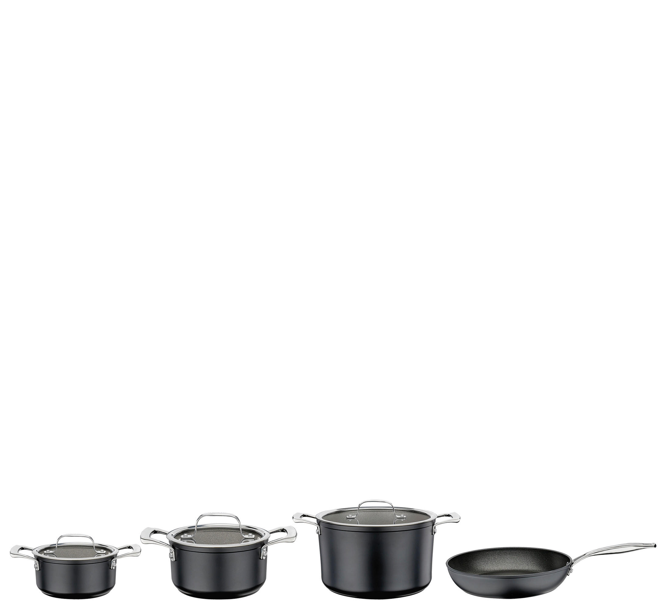 KOCHTOPFSET MERIDIAN INTENSE PRO 4-teilig  - Transparent/Schwarz, Basics, Glas/Metall - Spring