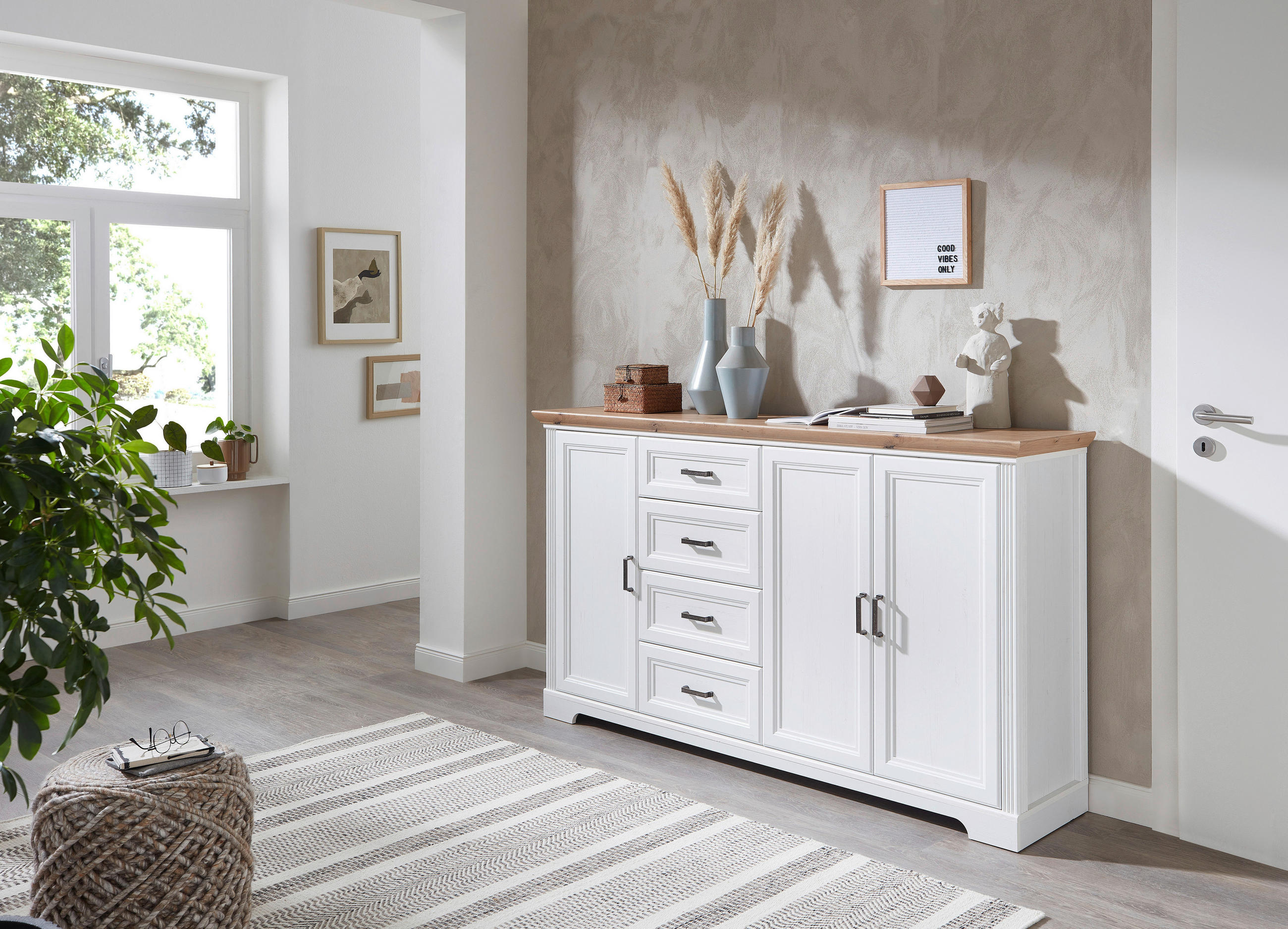 SIDEBOARD in 182/102/41 cm - Schwarz/Eiche Artisan, Design, Holzwerkstoff/Metall (182/102/41cm) - Landscape