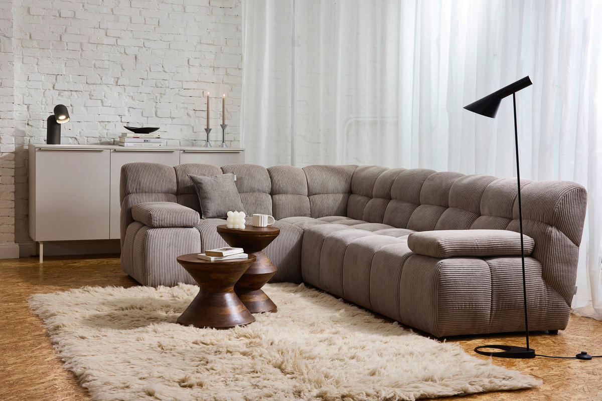 ECKSOFA Braun Cord Rücken echt  - Schwarz/Braun, KONVENTIONELL, Kunststoff/Textil (195/265cm) - Tom Tailor