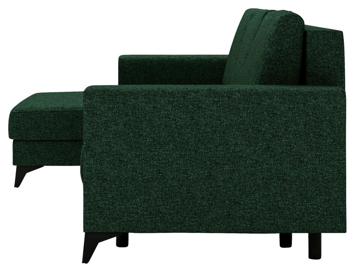 ECKSOFA in Flachgewebe Grün  - Schwarz/Grün, Design, Textil/Metall (156/244cm) - Livetastic