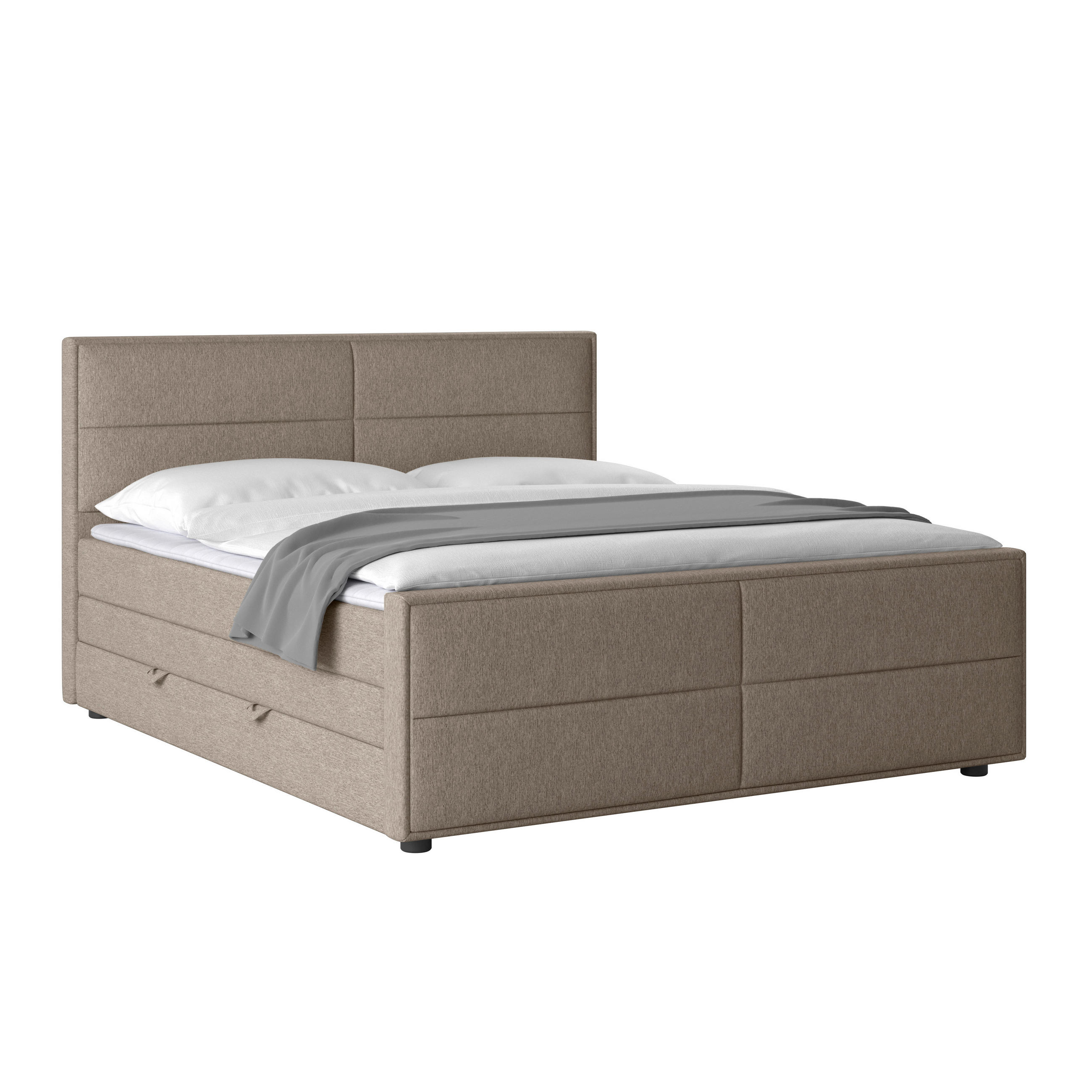 BOXSPRINGBETT 180/200 cm  in Beige  - Beige/Schwarz, MODERN, Holz/Holzwerkstoff (180/200cm) - MID.YOU