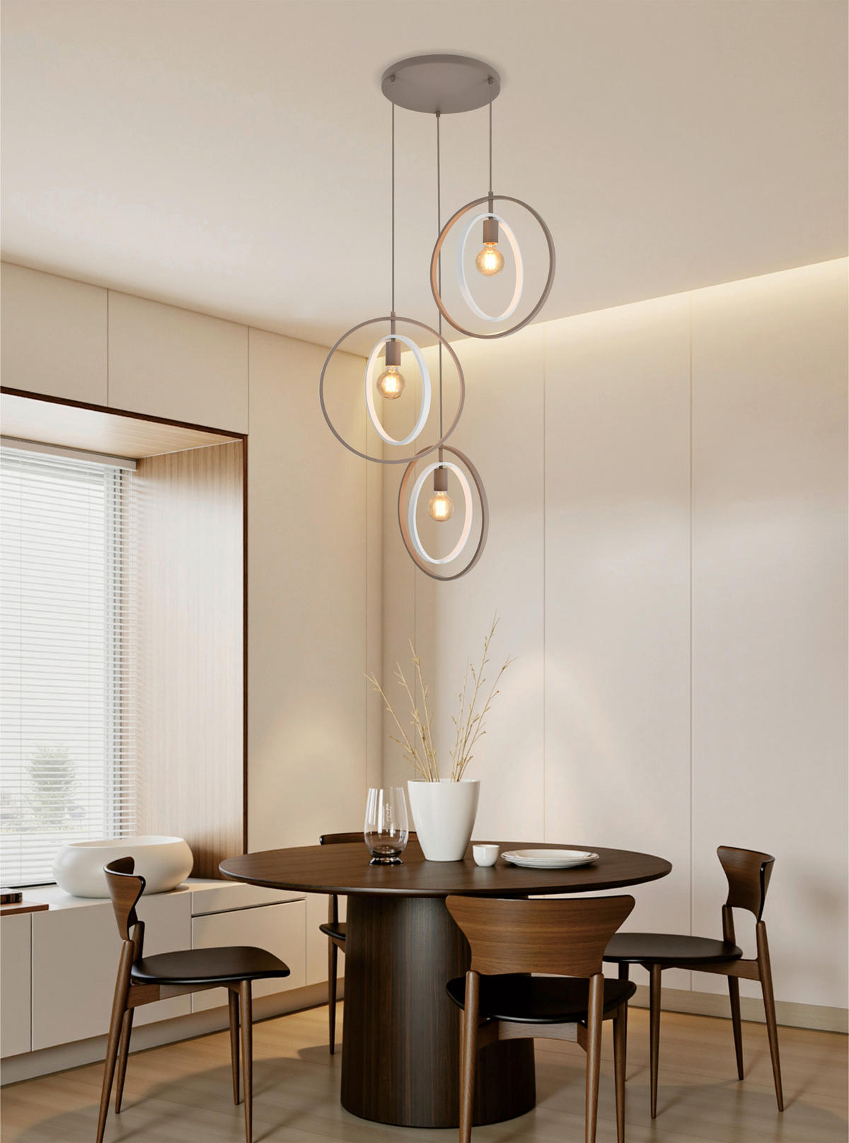 HÄNGELEUCHTE Montpellier 62/150/62 cm  - Sandfarben/Weiß, Design, Kunststoff/Metall (62/150/62cm)