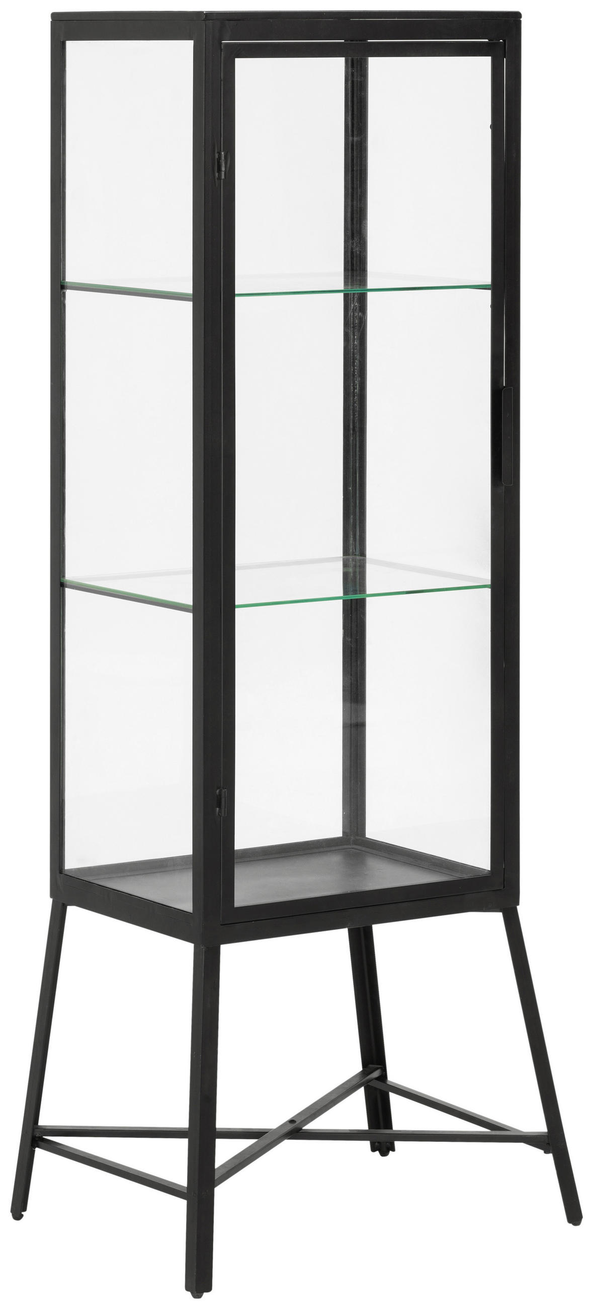 VITRINE in Klar, Schwarz  - Klar/Schwarz, KONVENTIONELL, Glas/Metall (55/42/151cm) - Livetastic