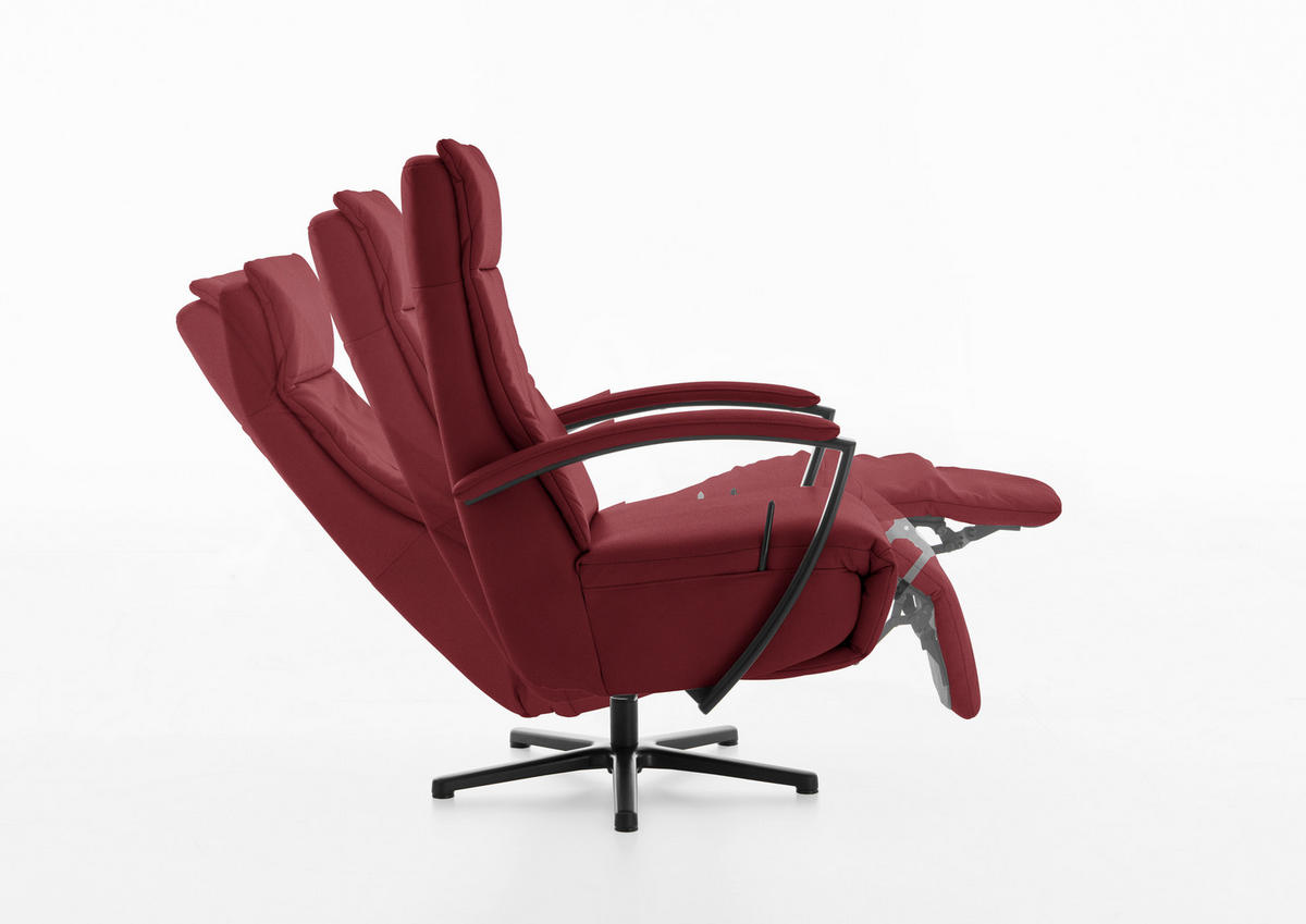RELAXSESSEL in Leder Rot  - Rot/Schwarz, Design, Leder/Metall (76/112/83cm) - Beldomo Speed
