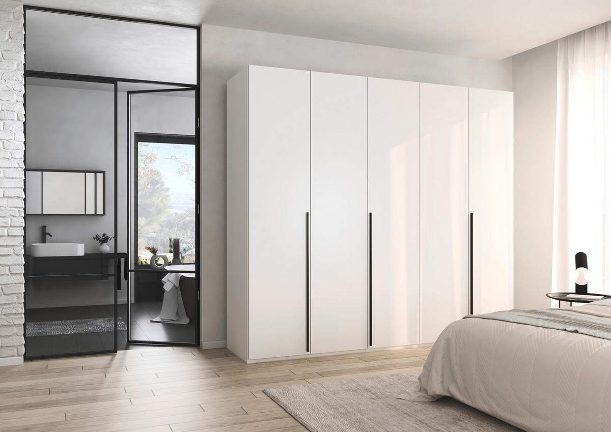 DREHTÜRENSCHRANK Weiss  - Weiss/Graphitfarben, Design, Holzwerkstoff/Metall (251/223/60cm) - home24