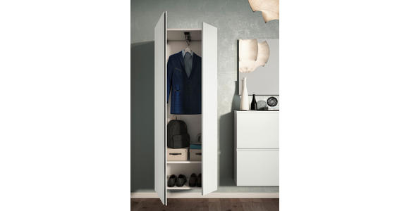 GARDEROBE 3-teilig  in 180/185/33 cm  - Weiß, Design, Glas/Holzwerkstoff (180/185/33cm) - Moderano