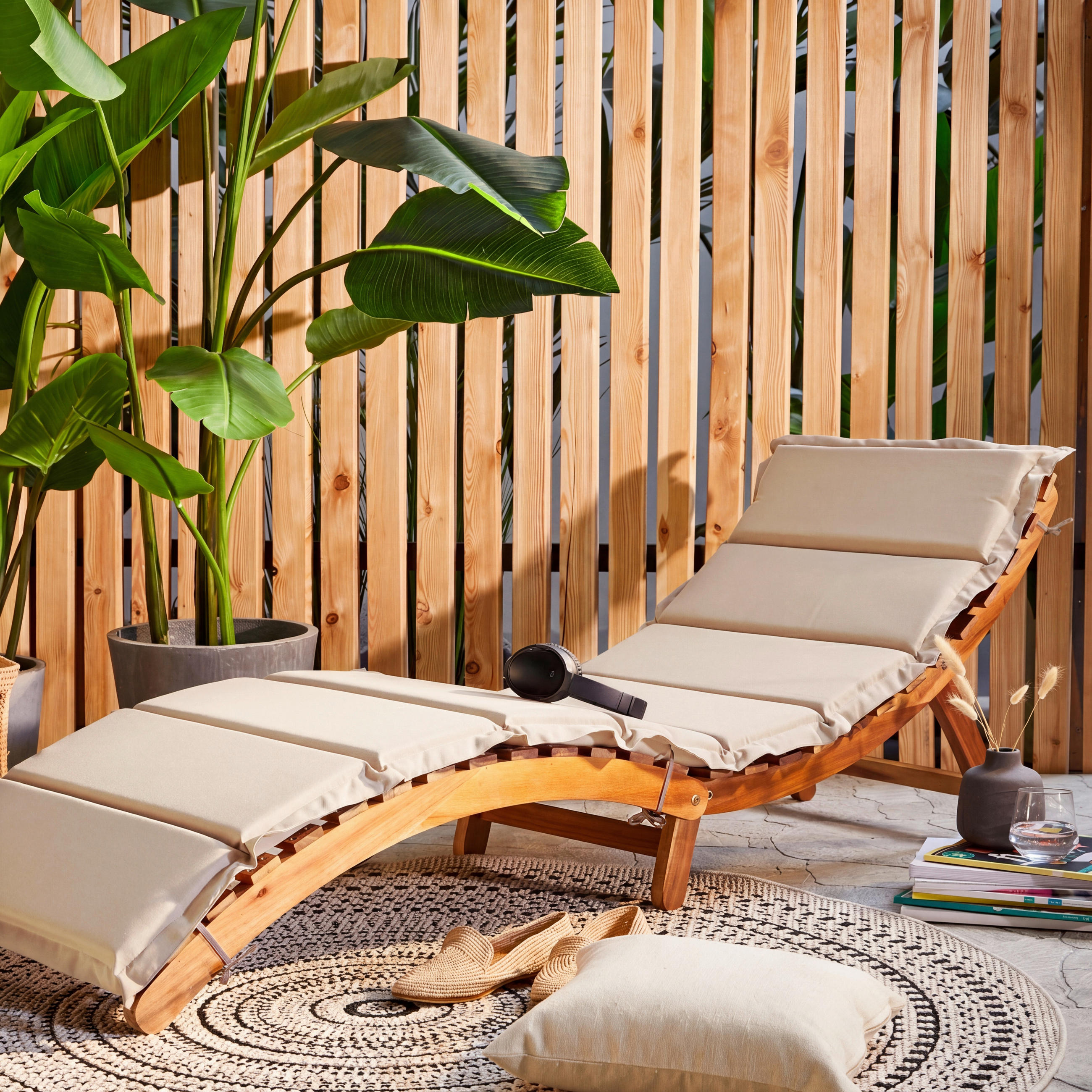 GARTENLIEGE 170/55/54 cm  - Beige/Akaziefarben, Natur, Holz/Kunststoff (170/55/54cm) - Ambia Garden
