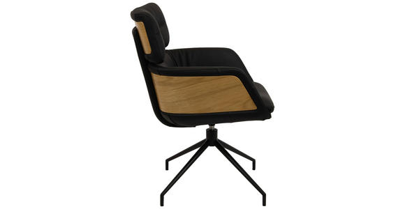 ARMLEHNSTUHL  in Eisen Echtleder pigmentiert  - Eichefarben/Schwarz, Design, Leder/Holz (62/92/66cm) - Dieter Knoll