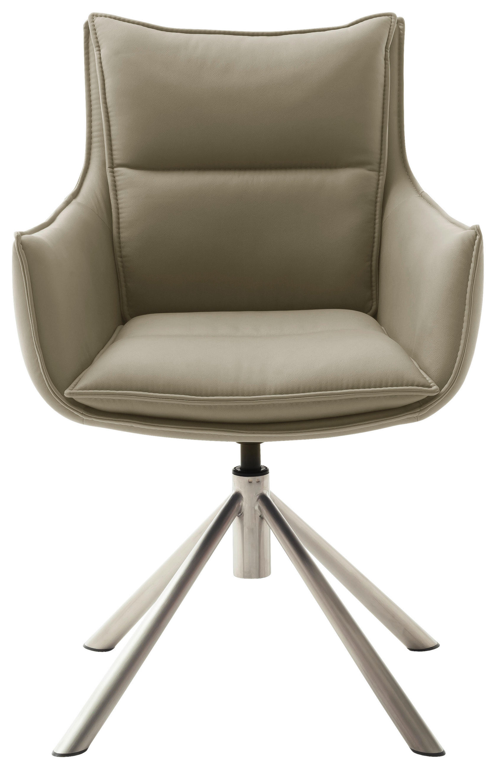 ARMLEHNSTUHL drehbar in Edelstahl beschichtet - Edelstahlfarben/Cappuccino, Design, Textil/Metall (60/90/65cm) - Novel