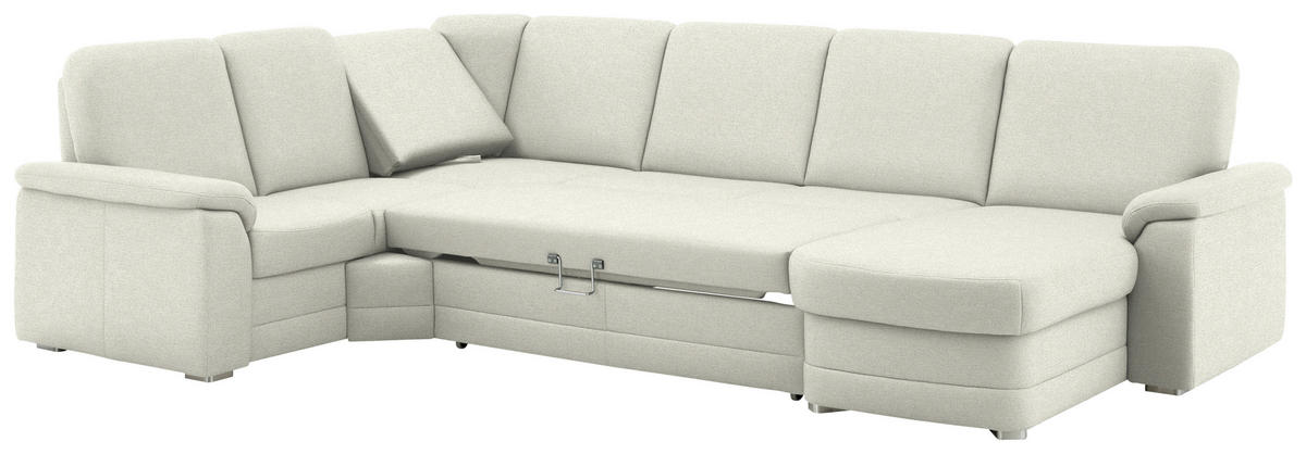 WOHNLANDSCHAFT  in Chenille Creme  - Creme/Alufarben, KONVENTIONELL, Holz/Textil (235/329/160cm) - Beldomo Comfort